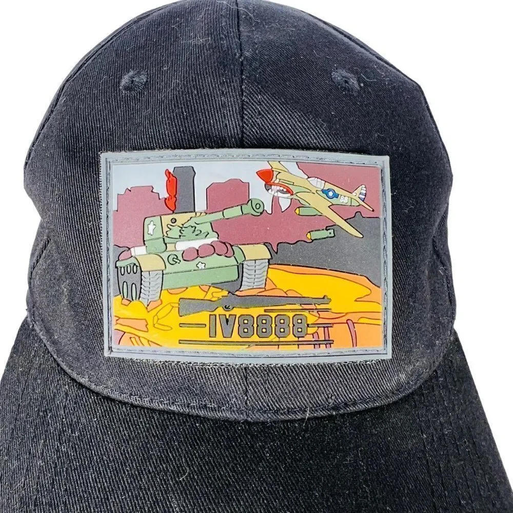 IV8888 Military Patch Hat Tank / Plane Plaine‎ Black / Multicolor Adjustable